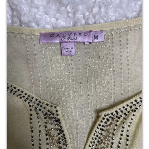 Calypso St Barth Bixi Beaded Embellished Short Sleeve Blouse - Picture 5 of 6